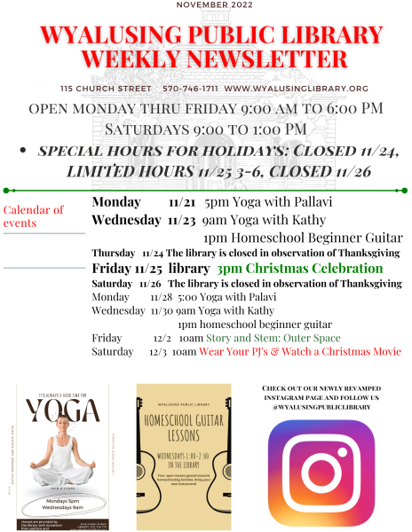 Wyalusing Library weekly newsletter